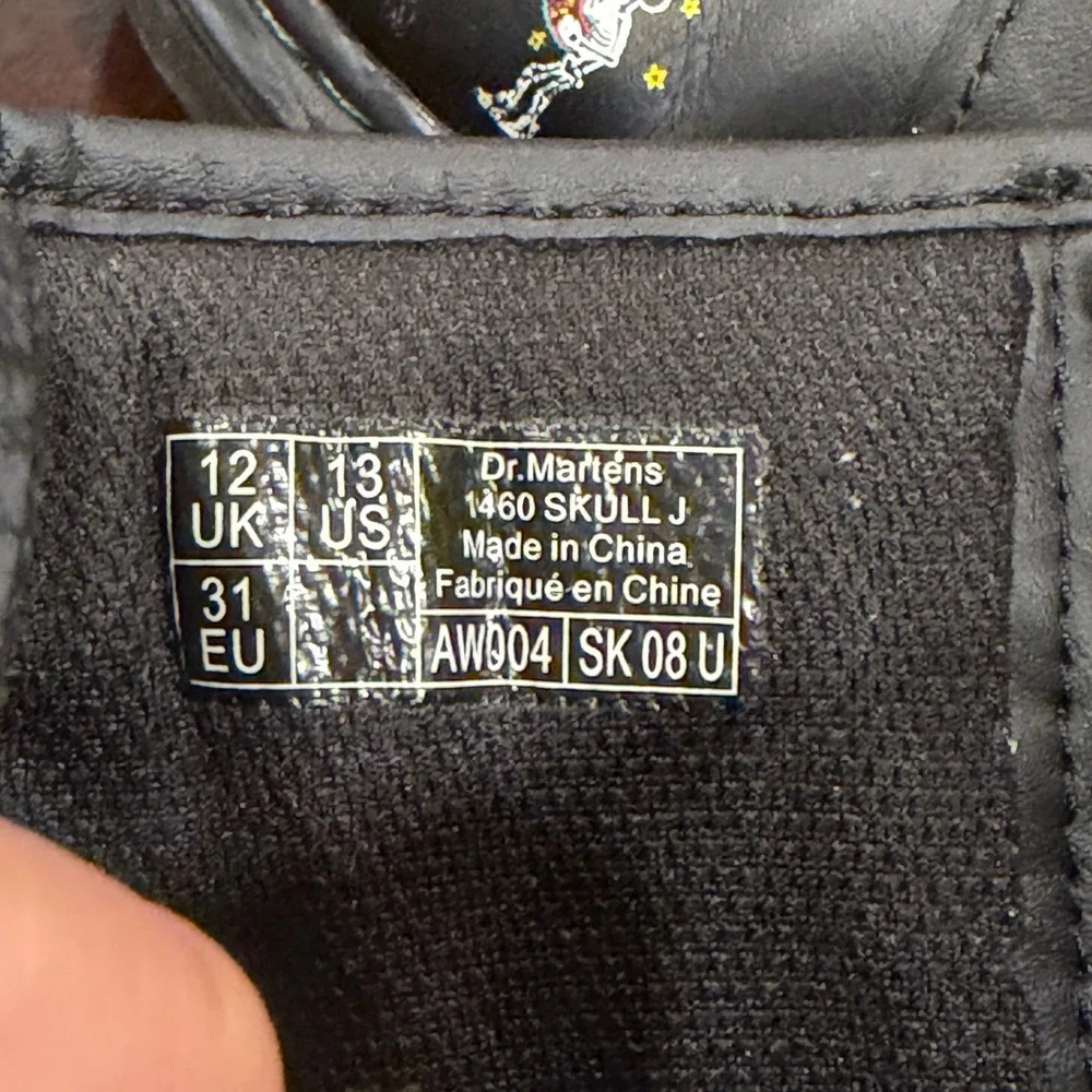 Dr. Martens Youth Size 13 (UK‎ 12) Day of the Dead Skull Print Combat Boots